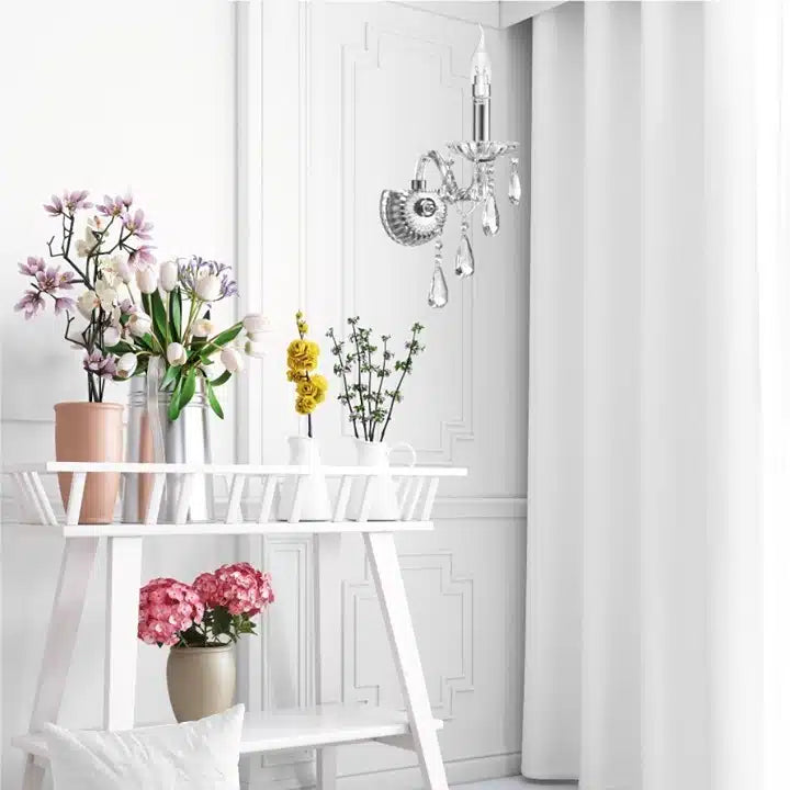 1-arm glass and crystal wall light