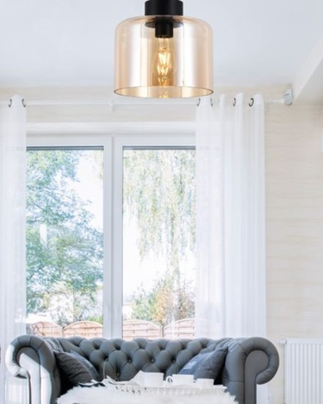 Glass Drum Ceiling Light