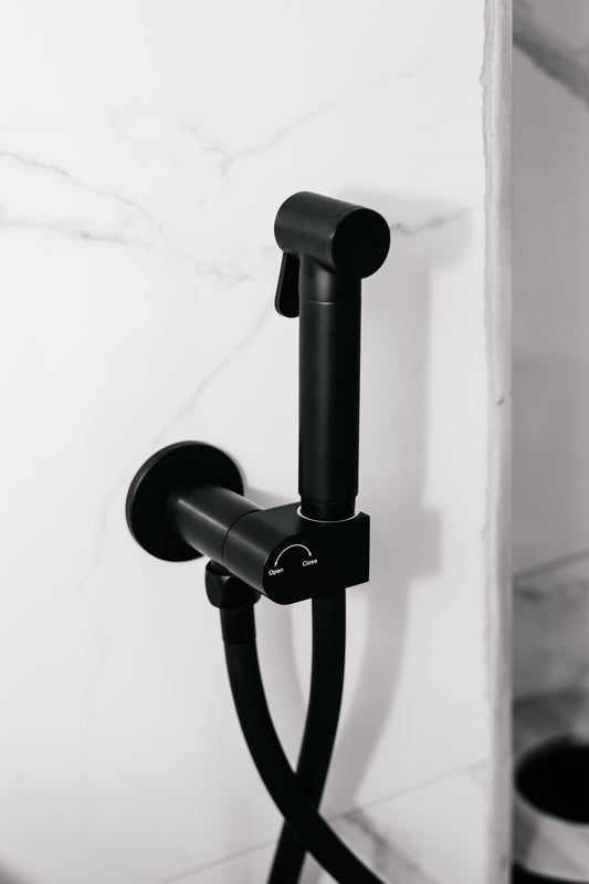 Black Wall Shower Set – Copper | Hand Shower, Hose & Mixer Tap | Hot & Cold