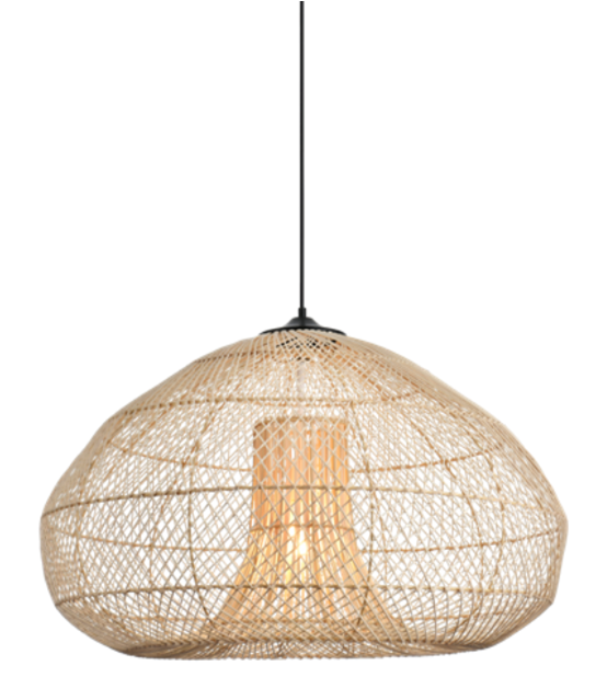 Natural Rattan Pendant Light With a Dome-Shaped Design