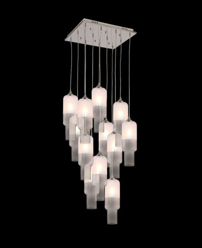 Lights Cylinder Half Frosted Glass Pendant Cluster