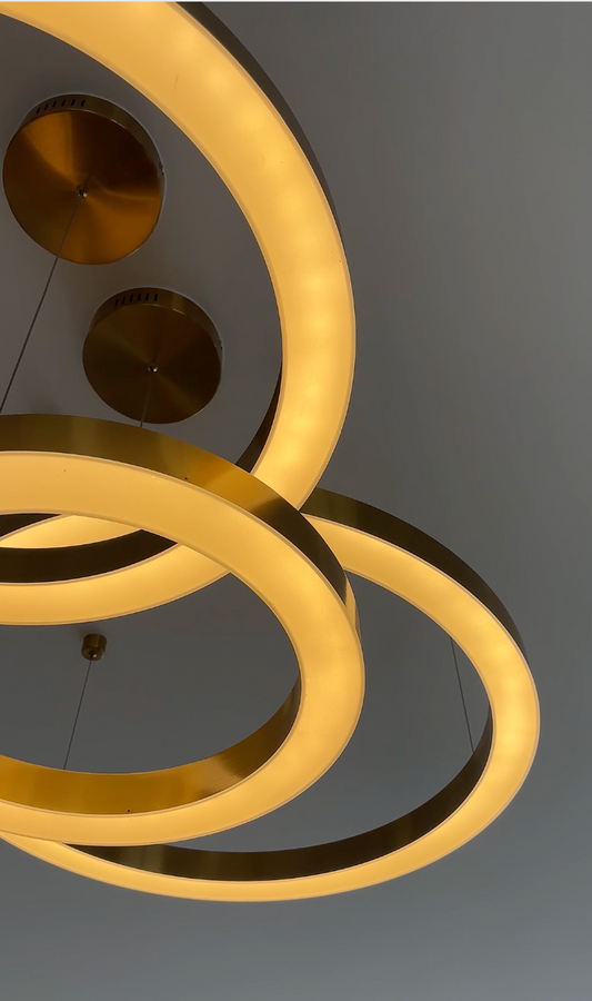 Aluminium Gold Triple Ring LED Ceiling Light