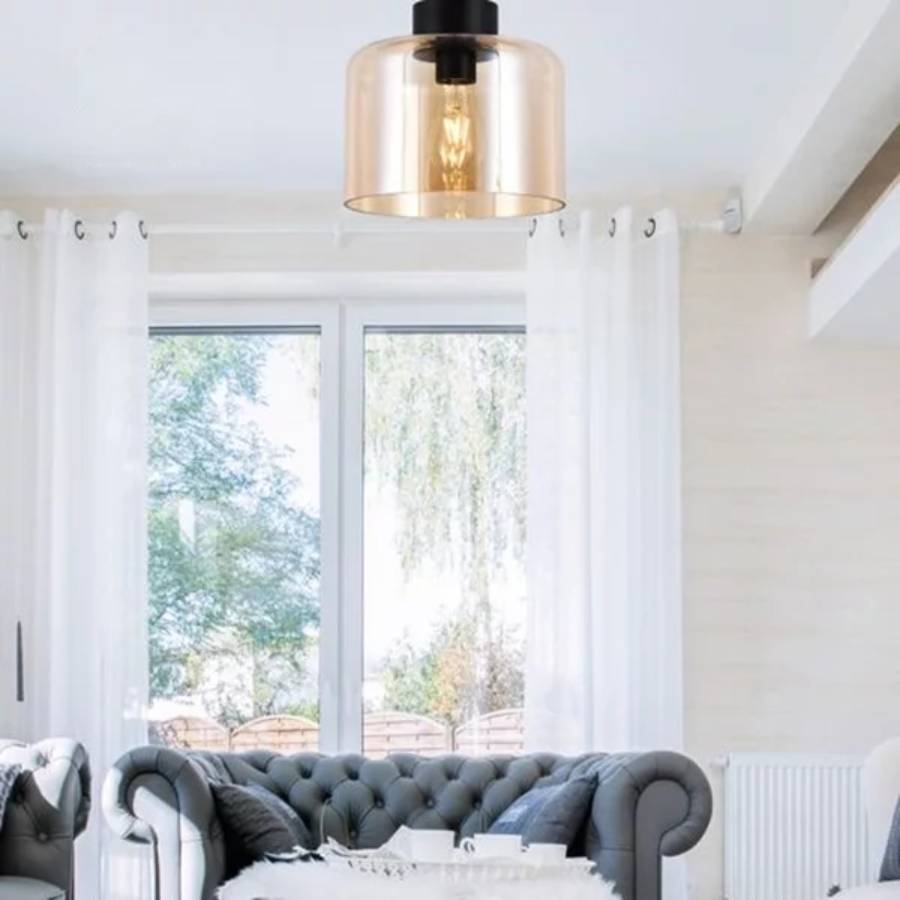 Glass Drum Ceiling Light