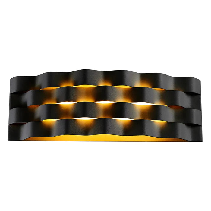 Black LED Ripple Wall Light