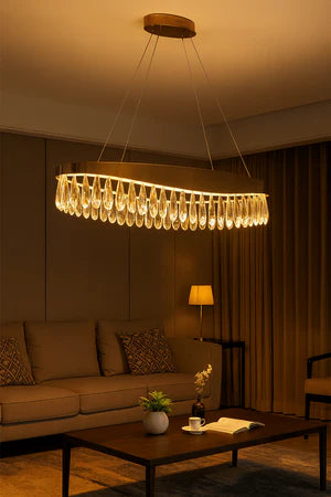 Imperial Oval Crystal and Gold LED Chandelier