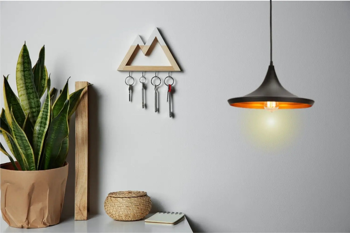 Conical Metal Pendant, Black & Gold