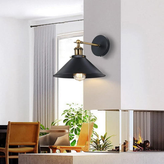 Short Rustic Metal Shade Wall Light