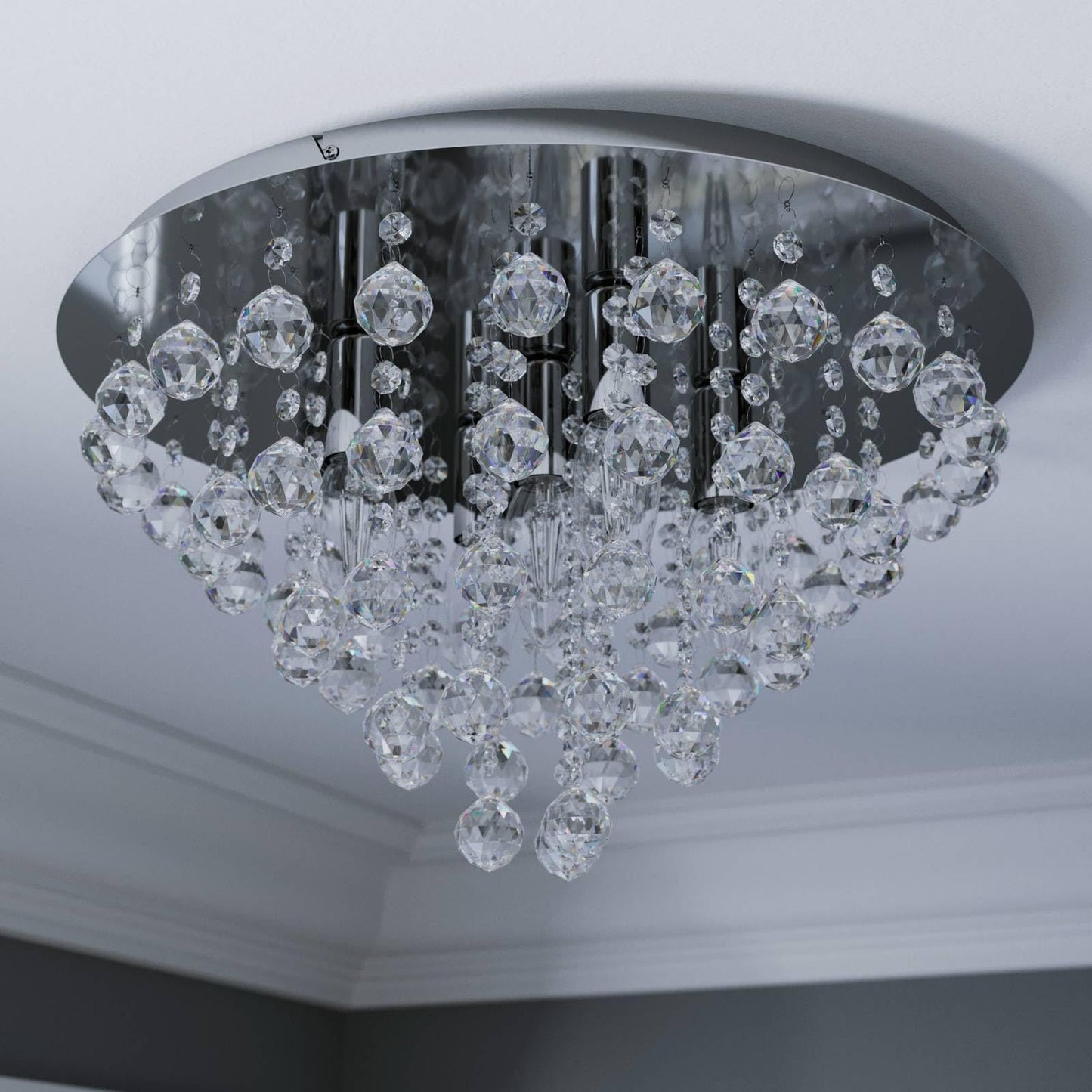 LED Large Round Crystal Ceiling Fitting