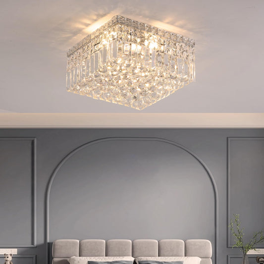 Large Square Crystal Ceiling Fitting