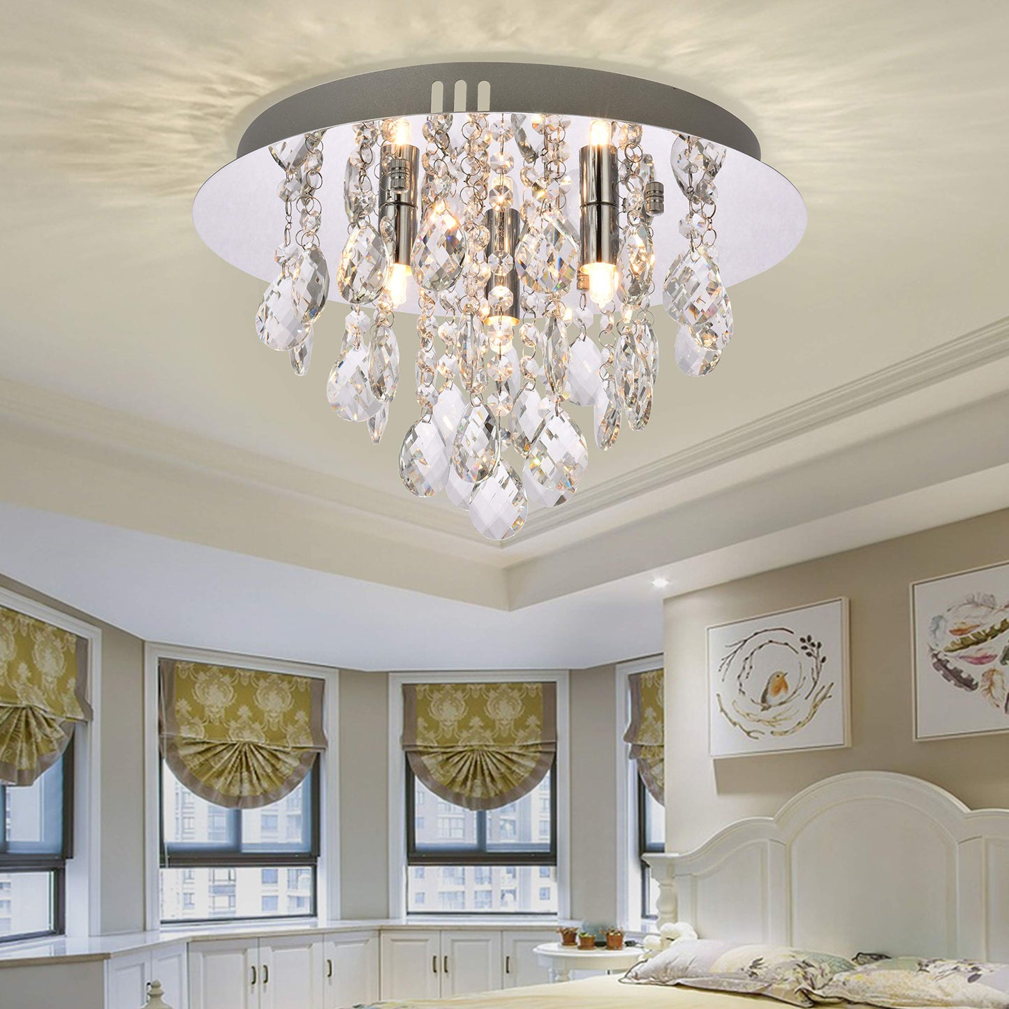 LED Large Round Crystal Ceiling Fitting