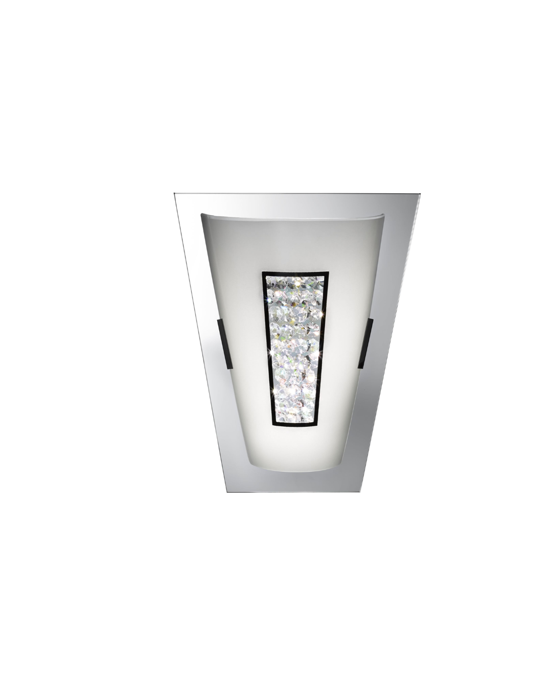 Glass wall sconce with an abstract, mosaic-style central panel