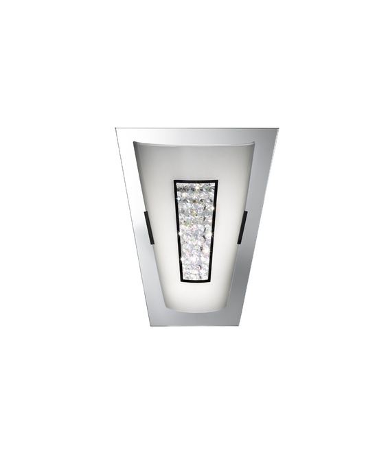 Glass wall sconce with an abstract, mosaic-style central panel