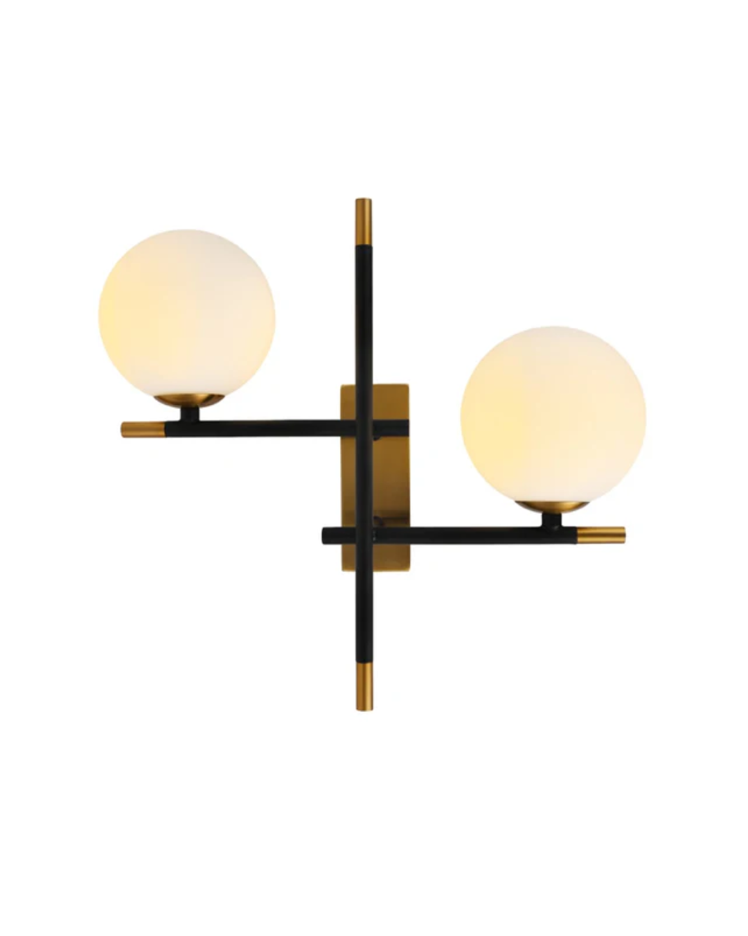 Urban Black and Brass Look 2 Light Left Hand Wall Light