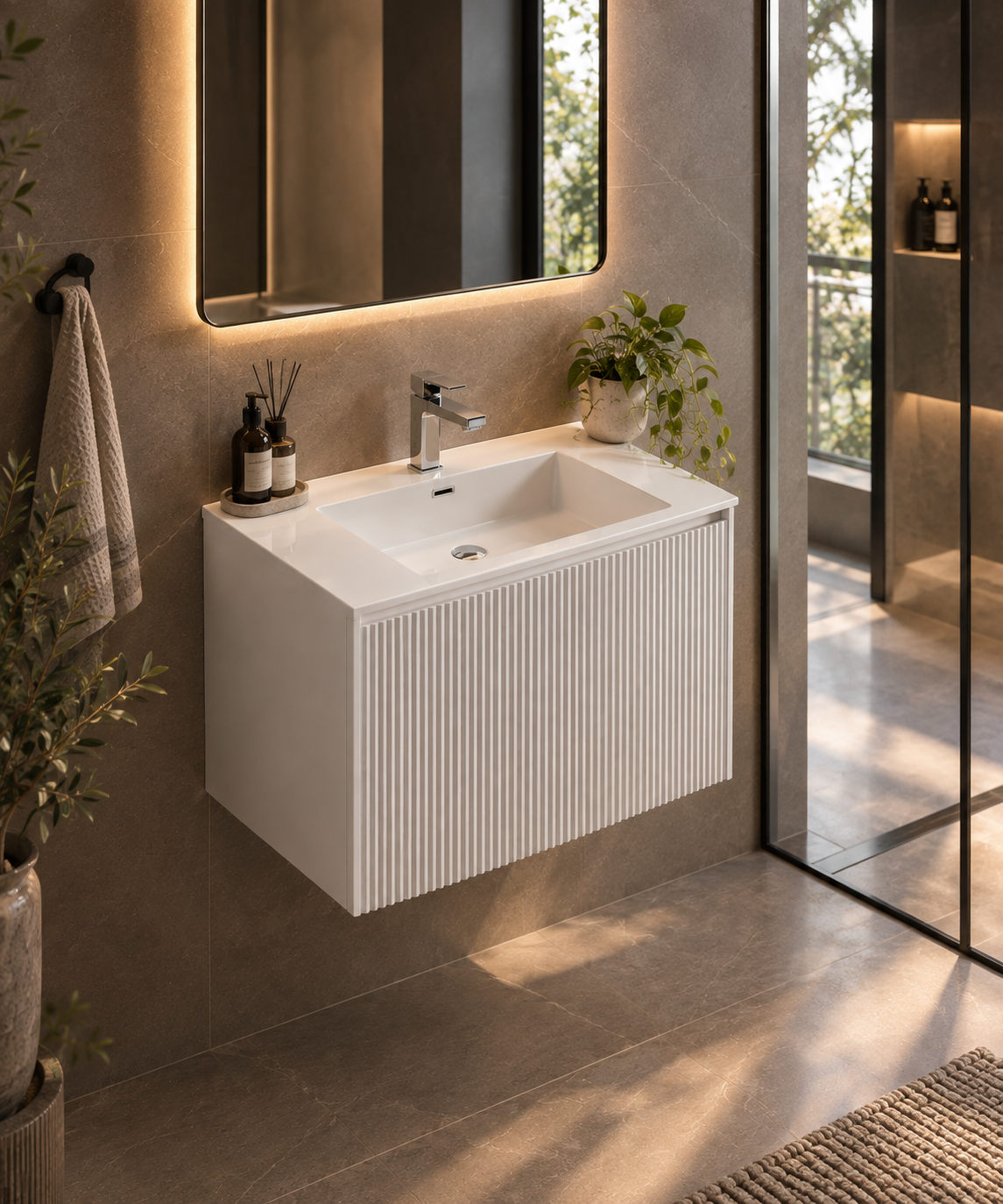 Bergamo 800 Cabinet & Basin-White