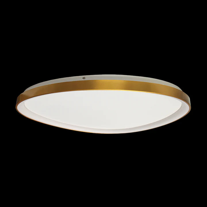 Framed LED Dimmable Ceiling Fitting in gold metal and acrylic.