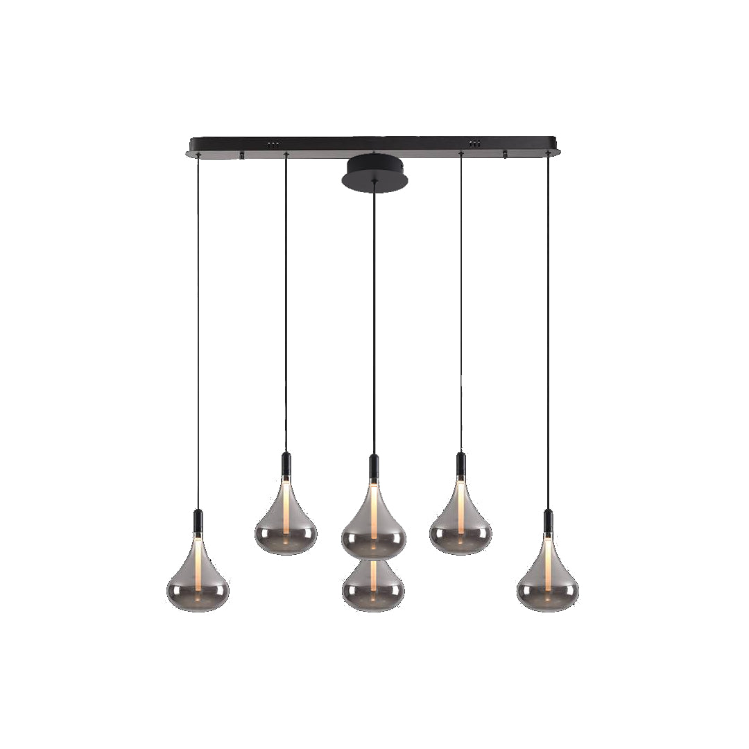 LED Cape Grape Smoke Glass Pendants on a Bar