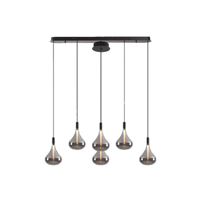 LED Cape Grape Smoke Glass Pendants on a Bar