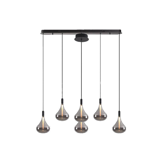 LED Cape Grape Smoke Glass Pendants on a Bar