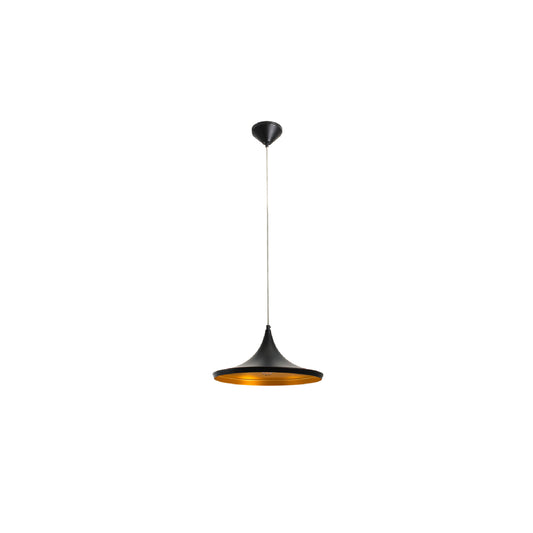 Conical Metal Pendant, Black & Gold