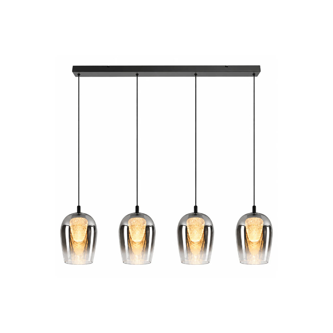 LED Crystal Egg Smoke Glass Pendants on a Bar