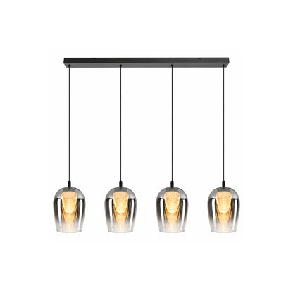 LED Crystal Egg Smoke Glass Pendants on a Bar