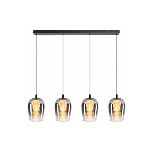 LED Crystal Egg Smoke Glass Pendants on a Bar