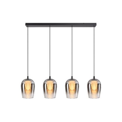 LED Crystal Egg Smoke Glass Pendants on a Bar