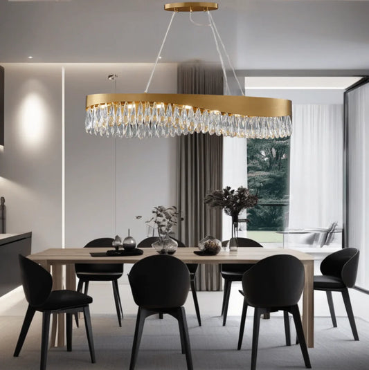 Imperial Oval Crystal and Gold LED Chandelier