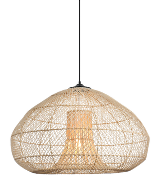 Natural Rattan Pendant Light With a Dome-Shaped Design