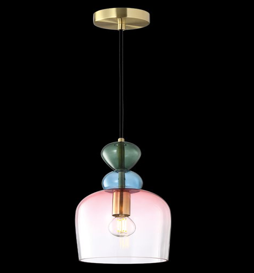 Rainbow Pink Shadow Glass Pendant