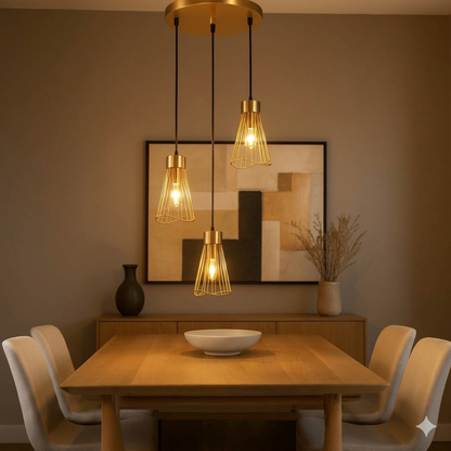 Sensu Cluster gold metal pendant light.