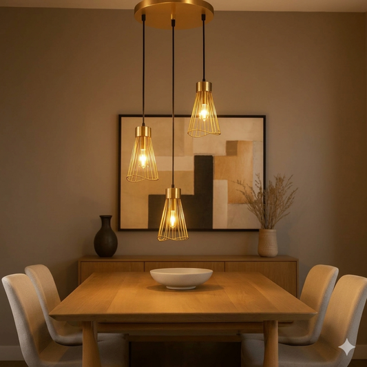 Sensu Cluster gold metal pendant light.