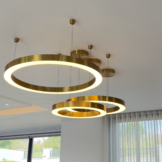 Aluminium Gold Triple Ring LED Ceiling Light
