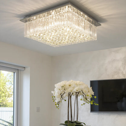 Large Square Crystal Ceiling Fitting