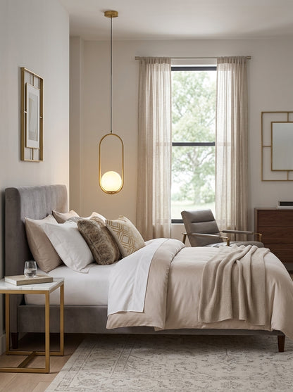 Gold & Black Bedroom Hanging Pendant Light – Aluminium | 3000K Warm White | 110-220V