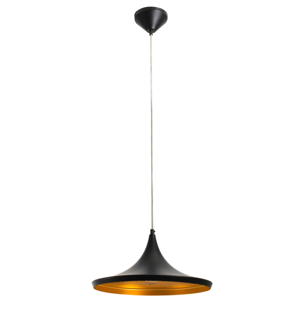 Conical Metal Pendant, Black & Gold