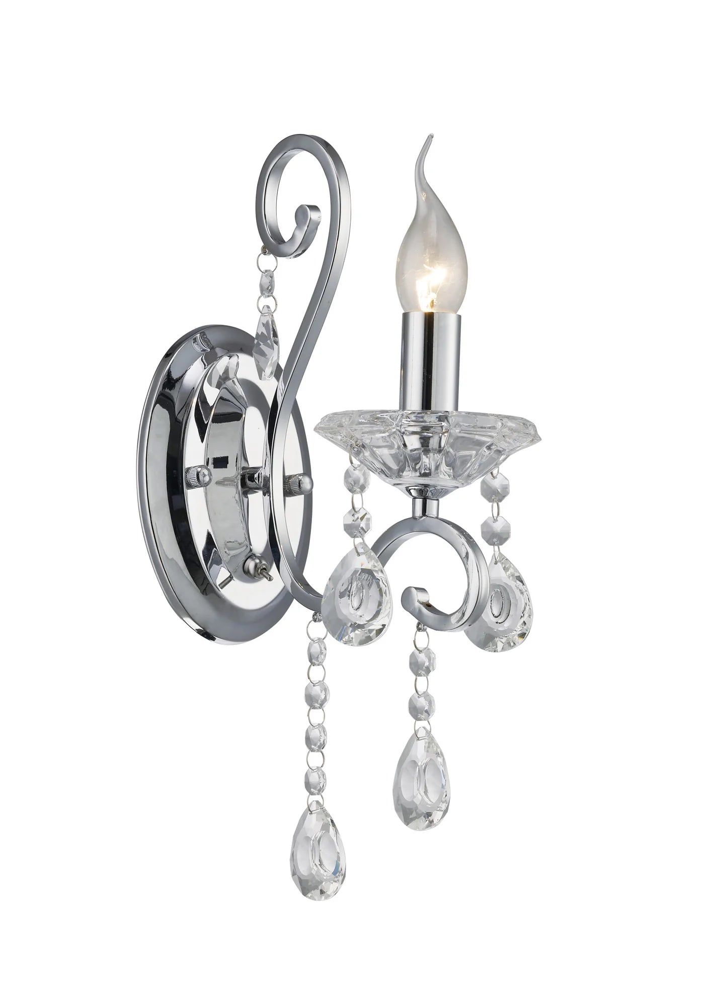1-arm glass and crystal wall light