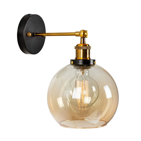 Antique Brass and Glass Ball Wall Light